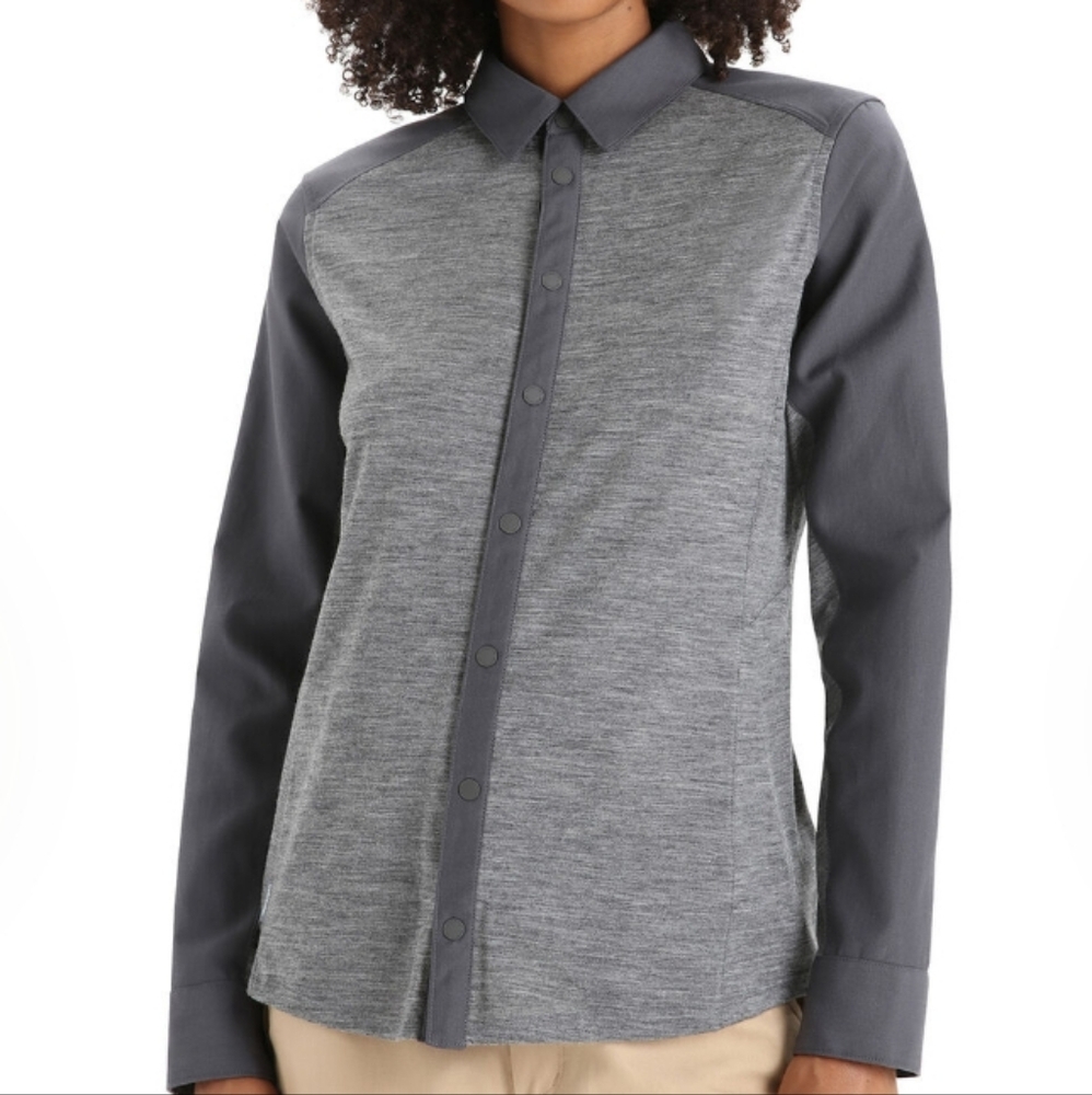 Icebreaker Women's Merino Hike Long Sleeve Top Gray Size Small
